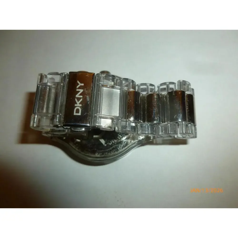 DKNY‎ WOMENS S/STEEL CHRONOGRAPH WATCH Clear Plastic Large Quartz